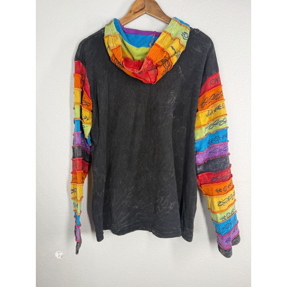 Rising International Patchwork Pixie Jacket Sz 3XL Boho Hippie Celestial Rainbow - Picture 4 of 9